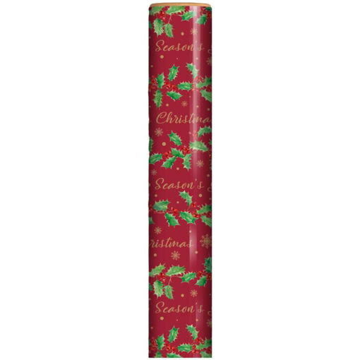 Picture of 7M CHRISTMAS HOLLY RED WRAPPING ROLL
